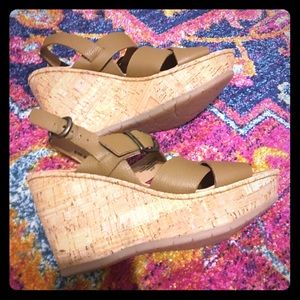 New Born Leather Wedges-Reduced